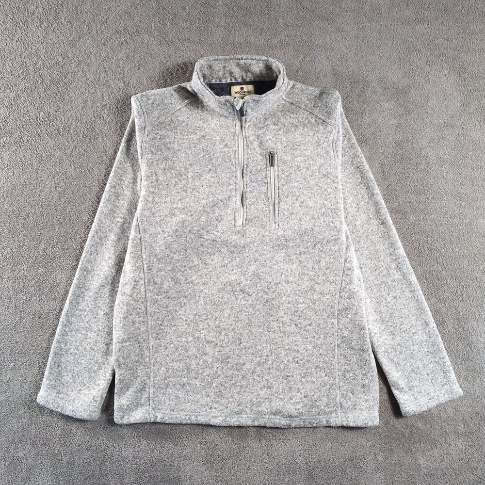 Woolrich Men’s XL Greige Fleece 1/4‎ Zip Pullover w/ Zip Pockets Outdoor Hiking